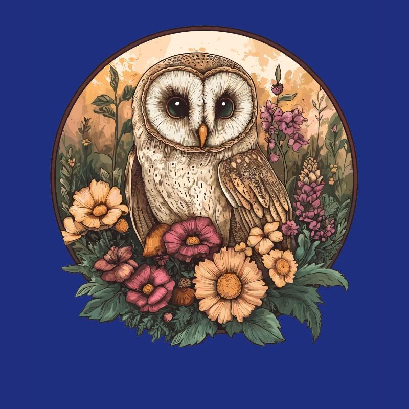 Cottagecore Eule mit Blumen