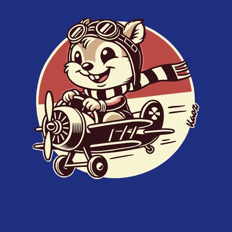 Lustiger Eichhörnchen Pilot im Propeller-Flugzeug