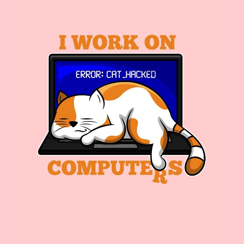 Cat and Computer hacking programmer gift