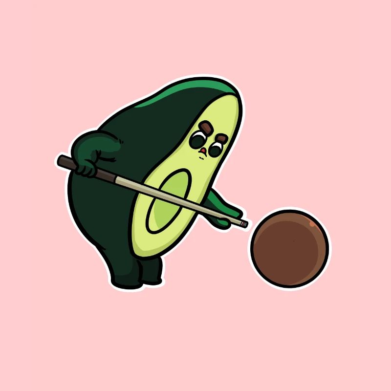 Billiards avocado with racket & ball as a gift