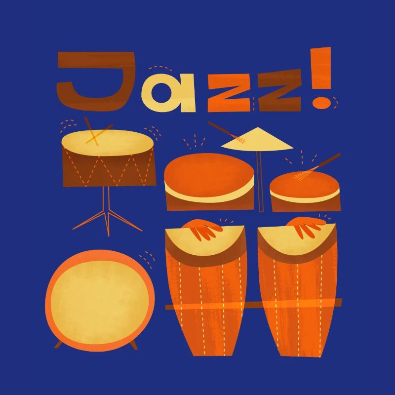 Percussions rétro jazz percussions orange marron