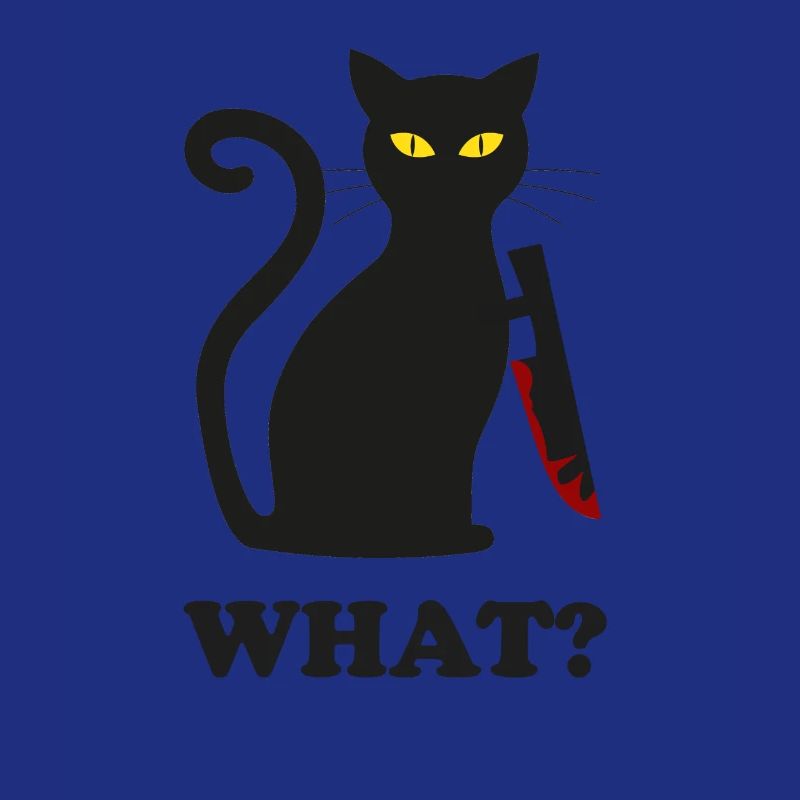 schuldige schwarze Katze mit Messer | Geschenkidee
