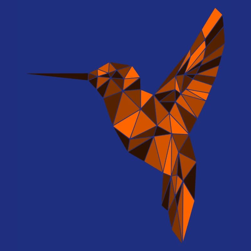 Déserts Oiseau Polygone Bird Triangles orange Colibri