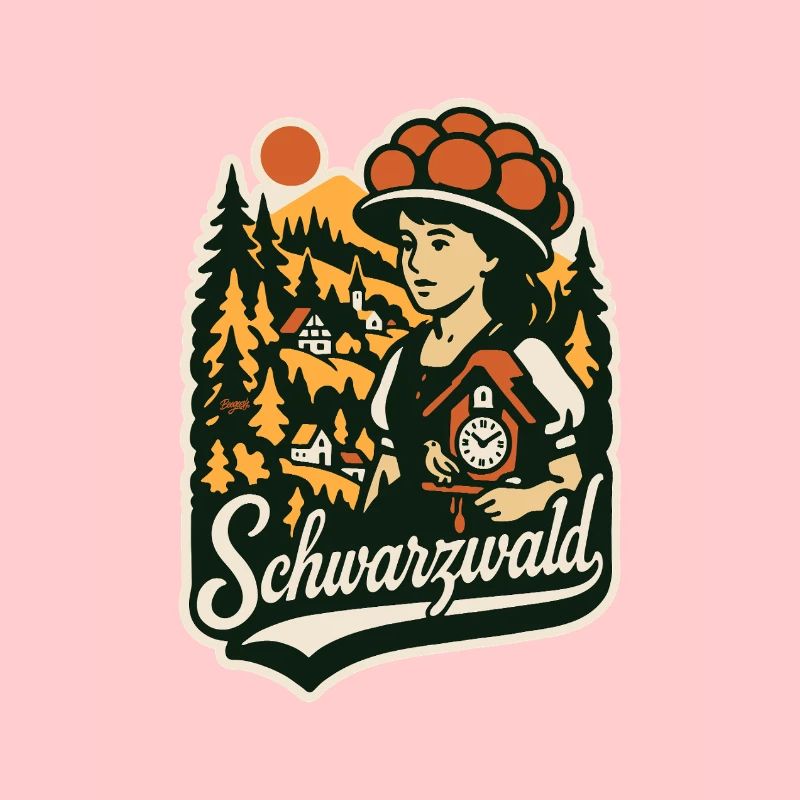 Schwarzwald Berge und Bollenhut Mädchen