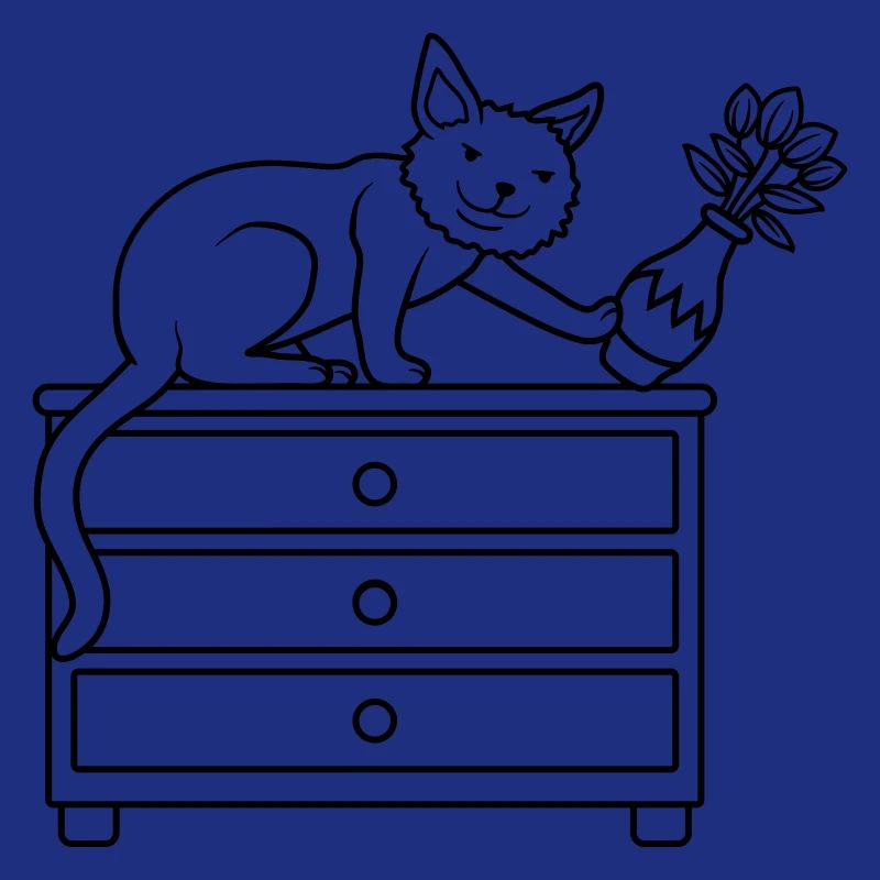 Flower vase knocked over evil cat