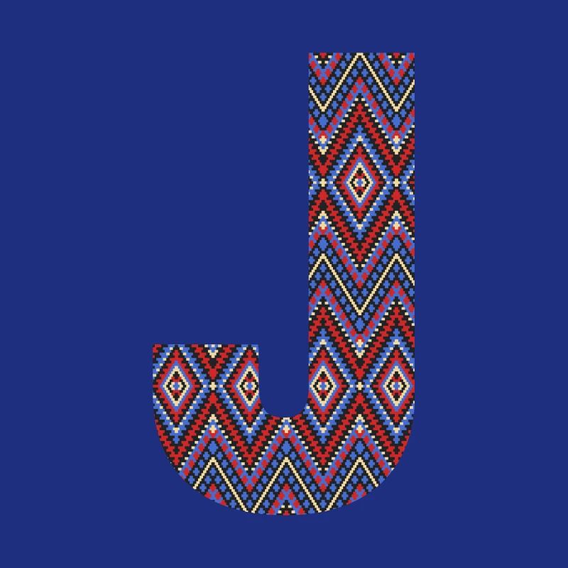 Monogramm Buchstabe J - Boho buntes Design