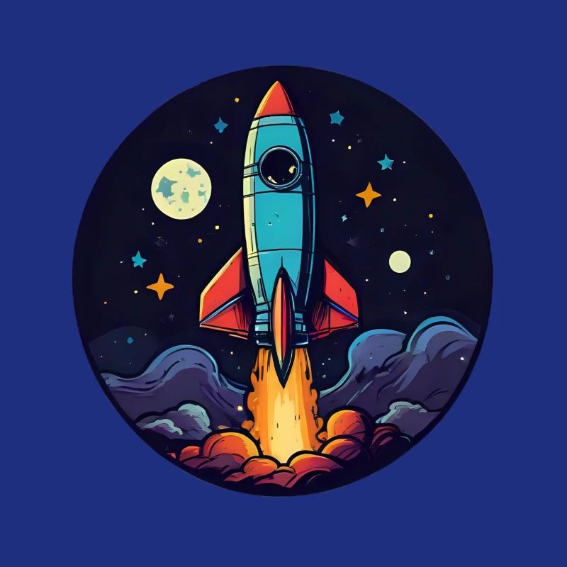 Fusée spatiale. Fusée dessin mignon. Logo de fusée
