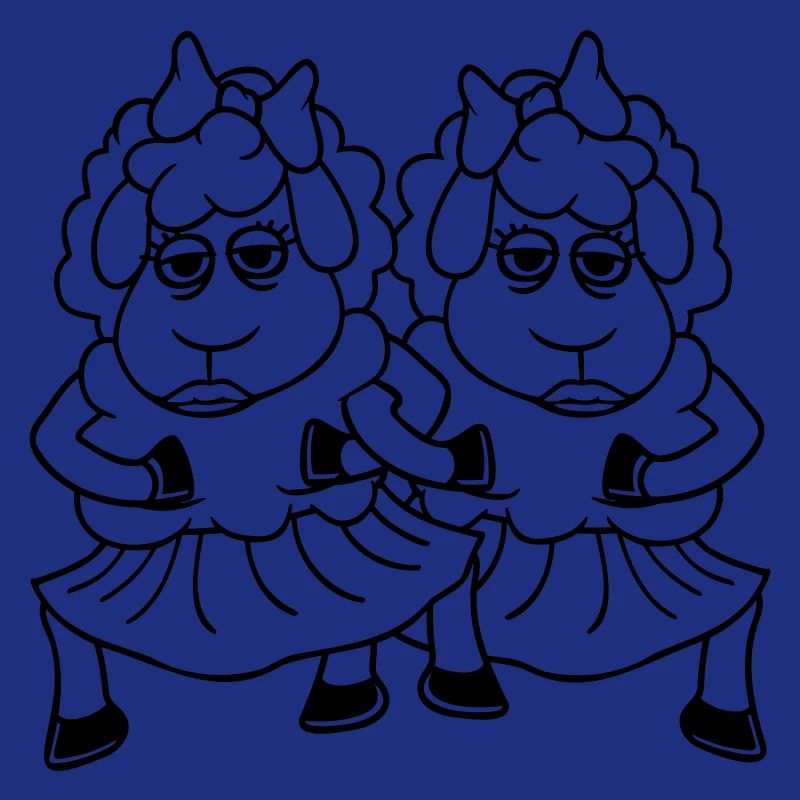 2 Couple de moutons Fatigué Ennuyé Copines Cool