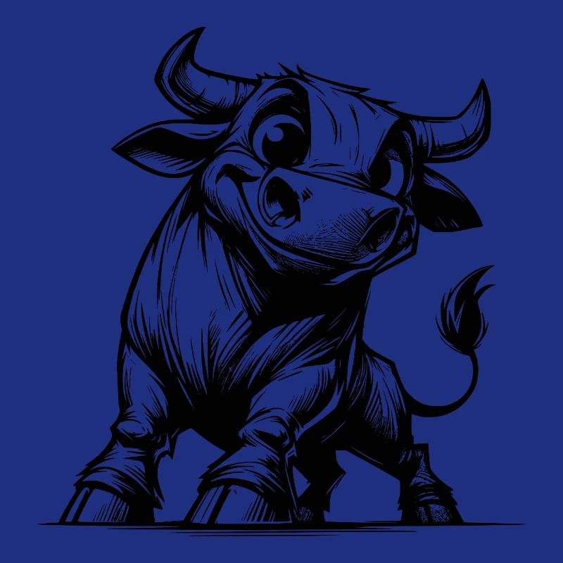 Dessin de taureau au crayon avec des cornes géantes