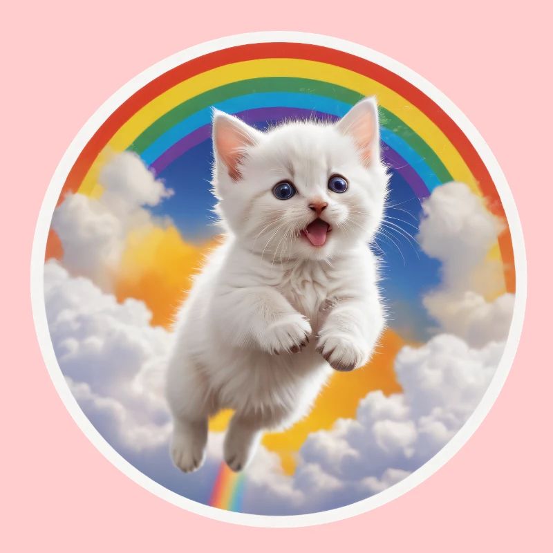 Weißes Kätzchen Regenbogen 3