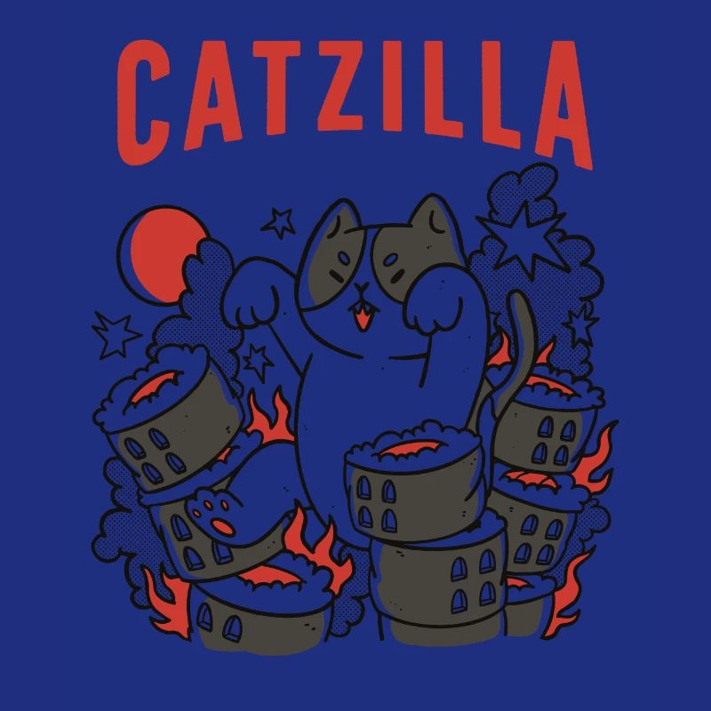 Catzilla Cat Cute Humor Japan Sushi