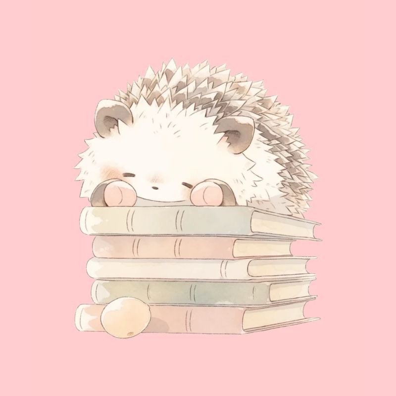Igel schläft auf Büchern