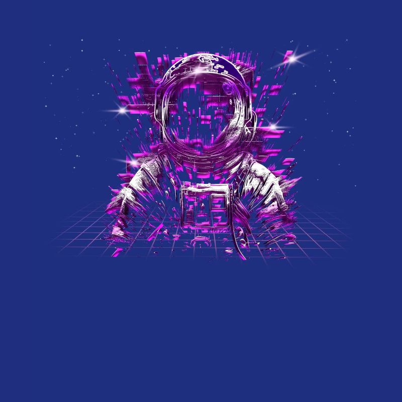 80 Years Stem Glitch Astronaut Purple Tones Outer Space