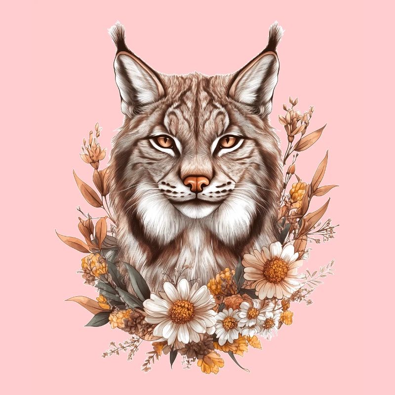 Luchs mit Blumen