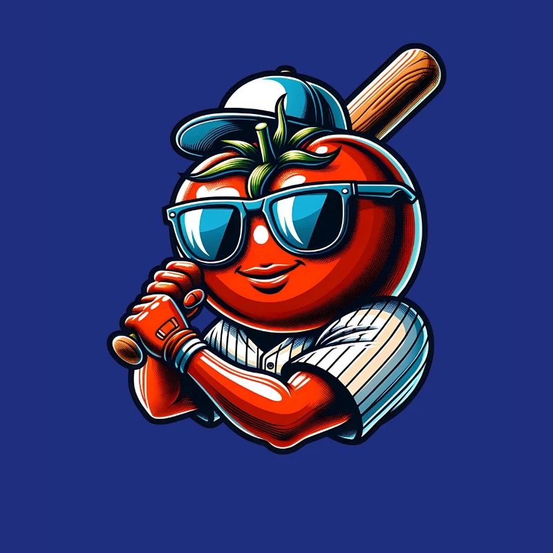 Funny baseball player with tomato