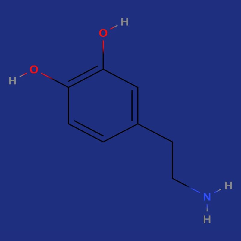 Dopamine Molecule - Colored Structural Formula