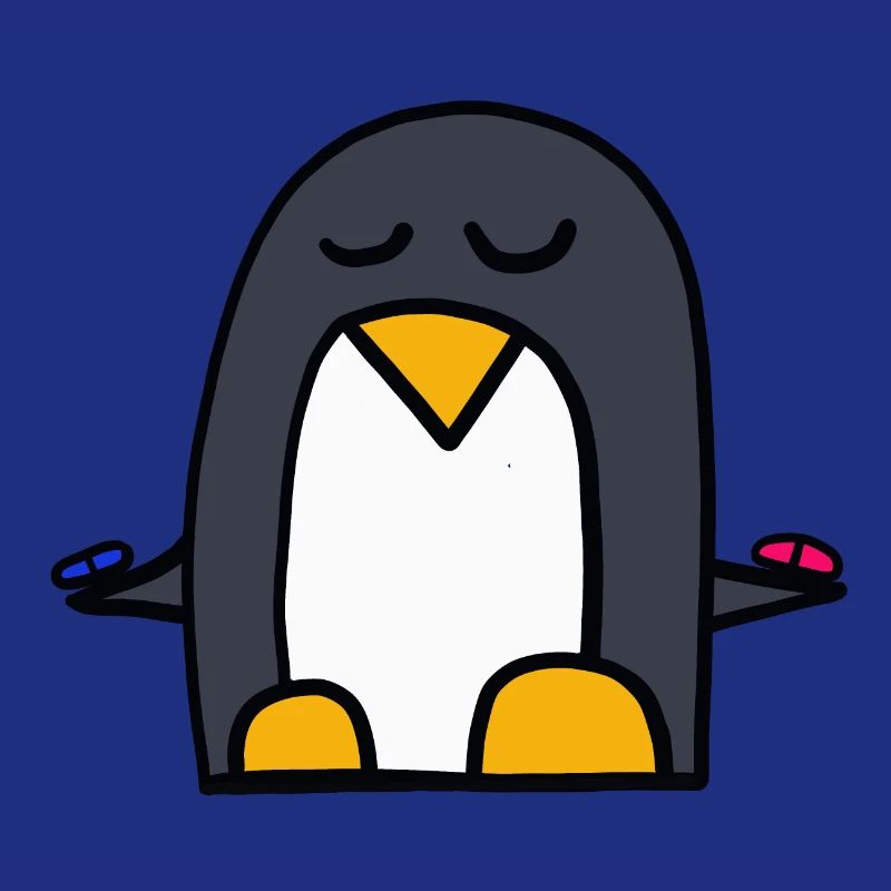 rote Pille oder blaue Pille? Pinguin aus der Matri