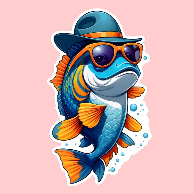 Funny Koi Carp Fish with Sunglasses & Hat
