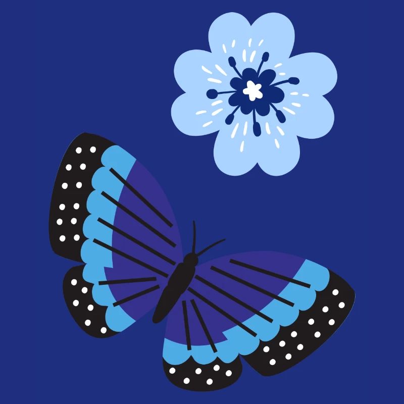 Blauer Schmetterling mit einer blauen Blume