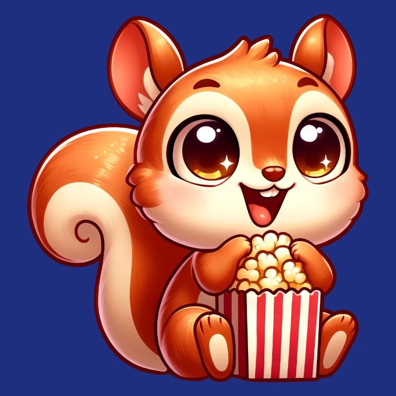 Écureuil mignon avec dessin animé de pop-corn