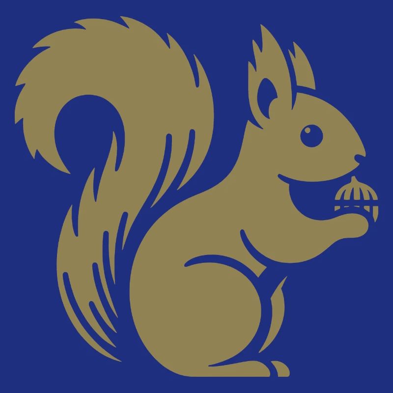 Minimalist Squirrel Silhouette with Nut