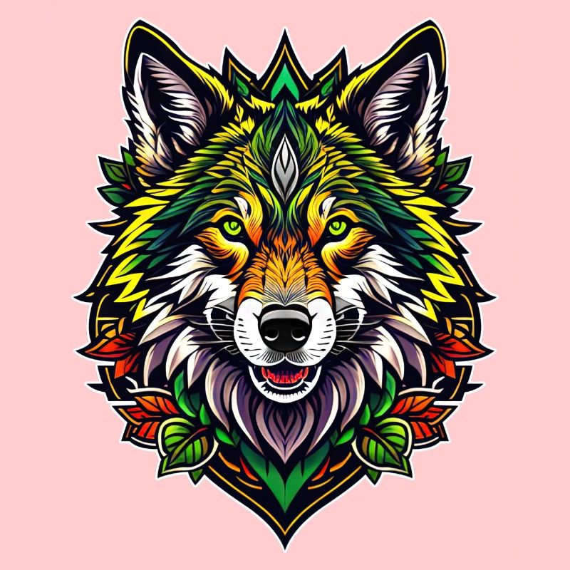 Farbenfrohe Wolfsillustration