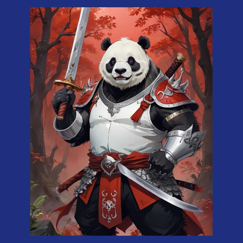 Ein monströses Ungetüm, ein Pandabär, Samurai