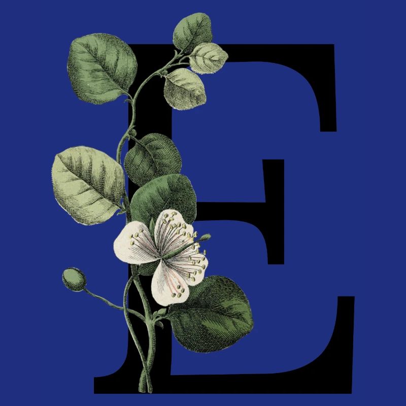 lettre e botanique vert