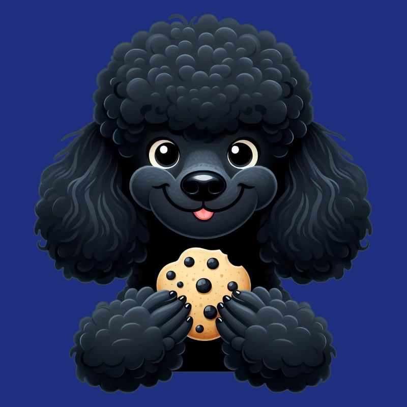 Caniche noir avec Biscuit Design mignon