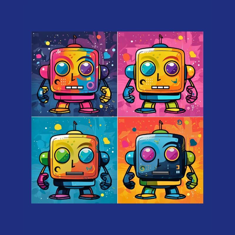 Verspielter Bot: Ein Pop-Art-Fusionsroboter.