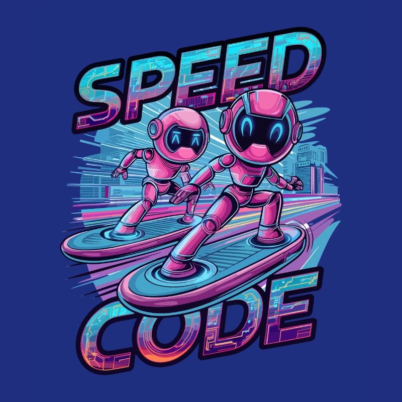 Speed Code Cyberpunk Robot Surfing Tech Art