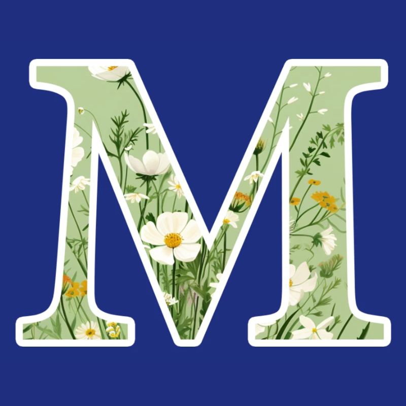 Buchstabe M, Monogramm, Blumenmuster