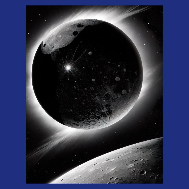 Dark Planet and Moon Solar System Galaxy Star