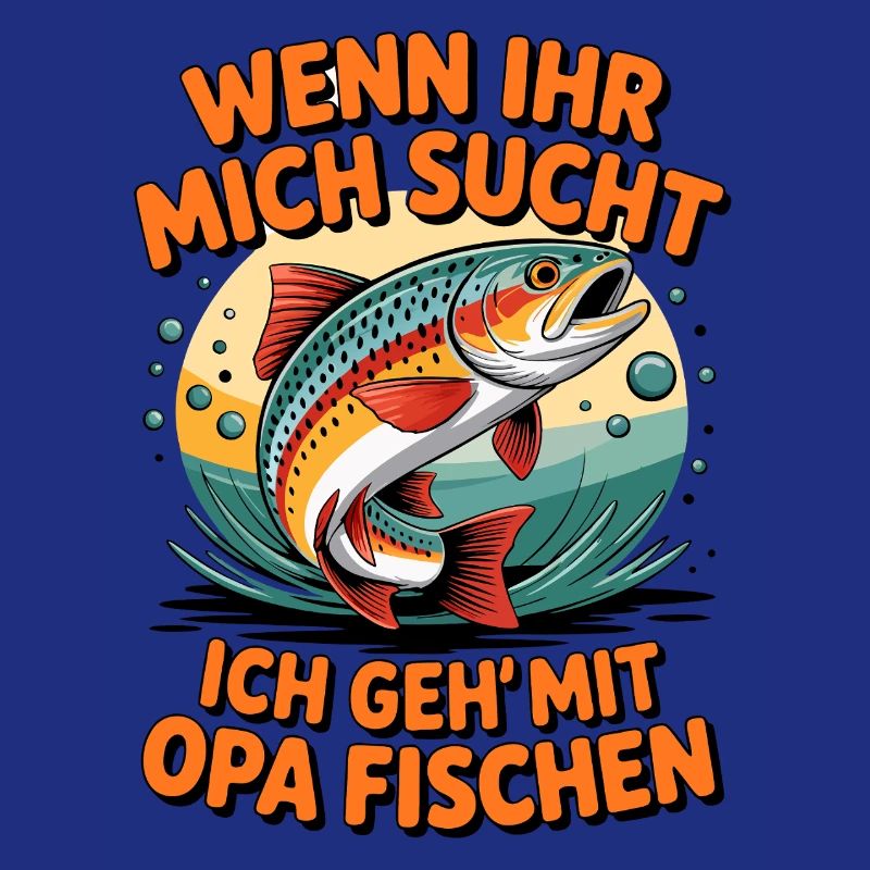 Angeln mit Opa mit springender Forelle