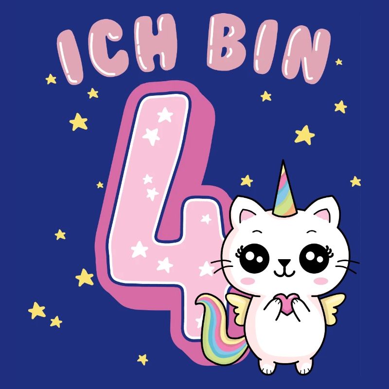 Ich bin 4 Vier Jahre Vierter Geburtstag Einhorn