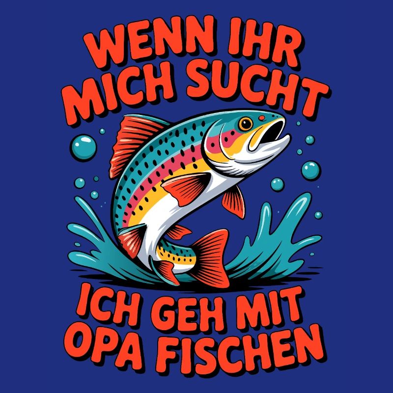Angeln mit Opa mit springender Forelle