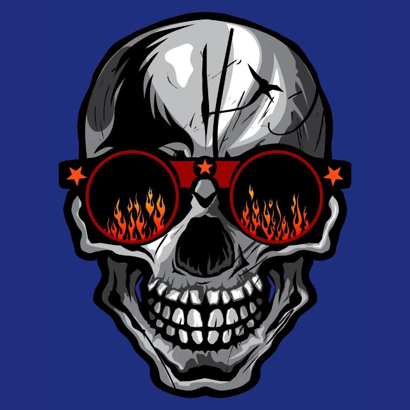 skull bezel round flame fire