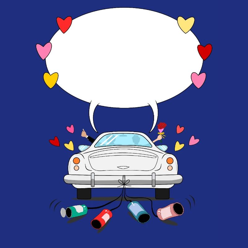Wedding car with speech bubble in silver