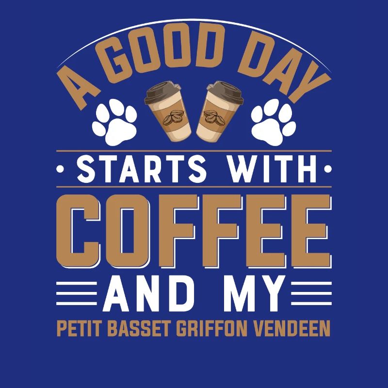 Petit Basset Griffon Vendeen Dog Drinking Coffee