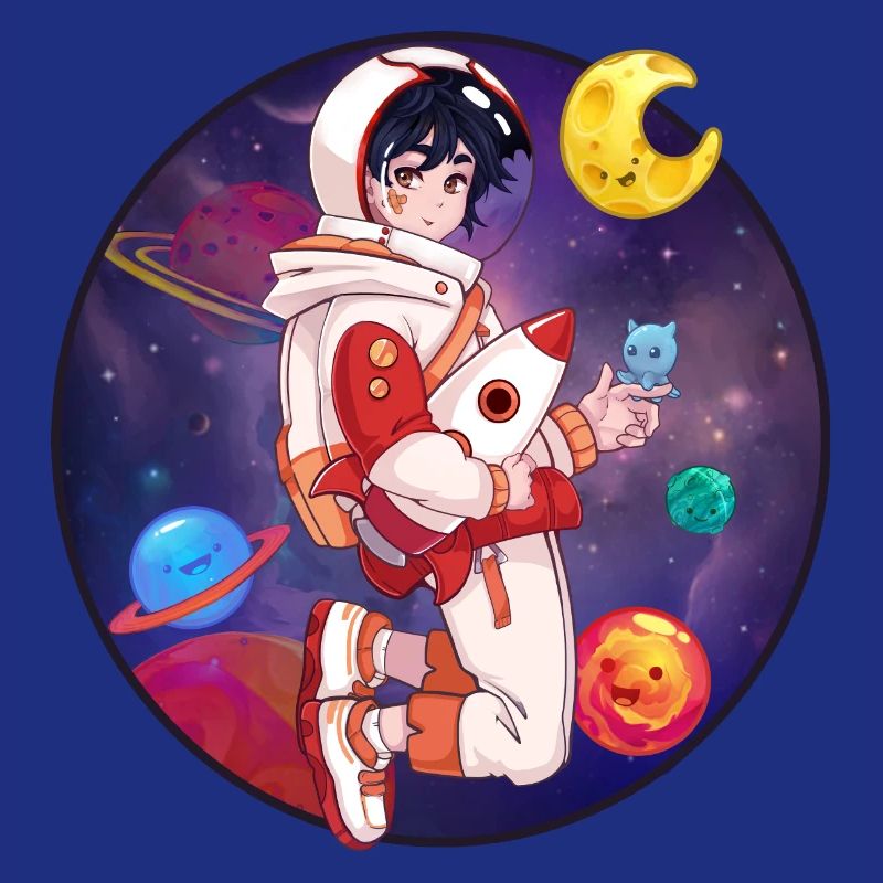 Garçon cosmonaute chibi dans l'espace