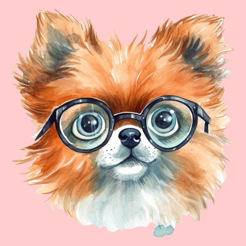 Dessin à l’aquarelle miniature de Spitz
