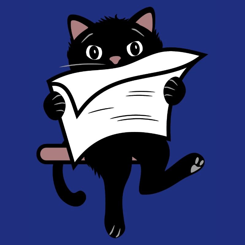 Drôle de chat noir lisant un journal