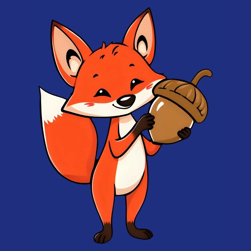 Stolzer Comic-Fuchs mit Eichel