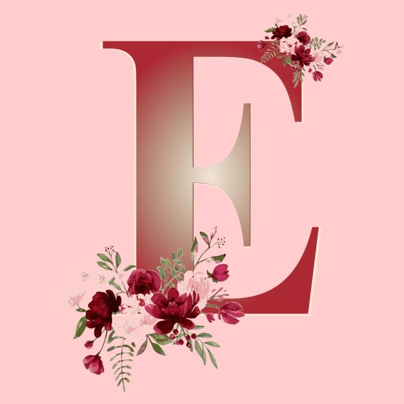 Lettre E avec des fleurs