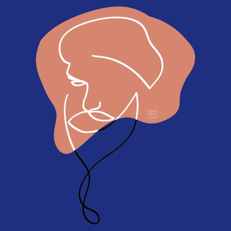 "Mann mit Bart", Boho Line Art Design, "Faces"