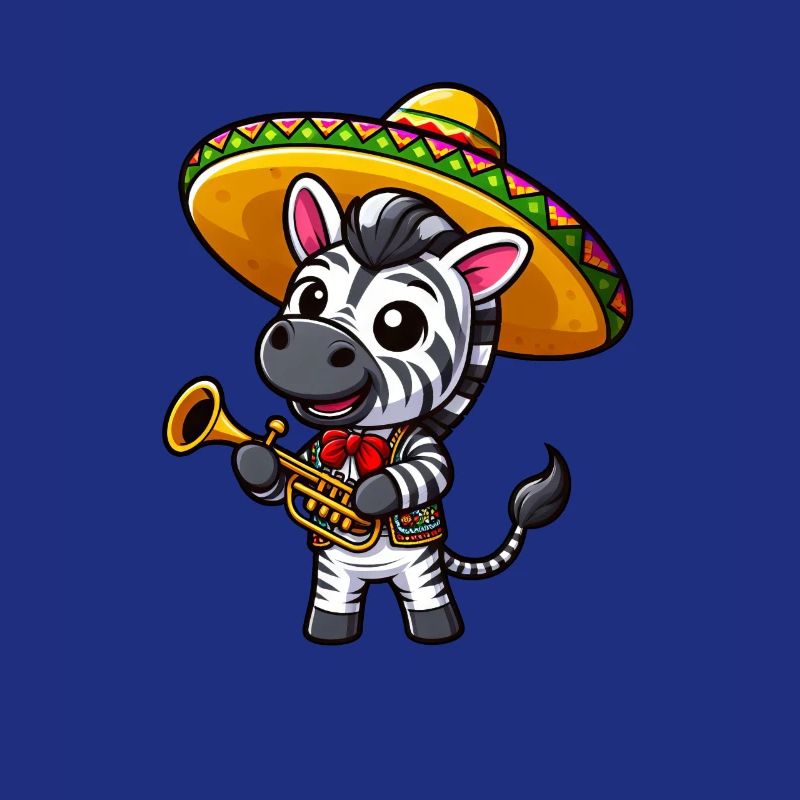 Cinco de Mayo Zebra: Trompeter in Schwarz-Weiß