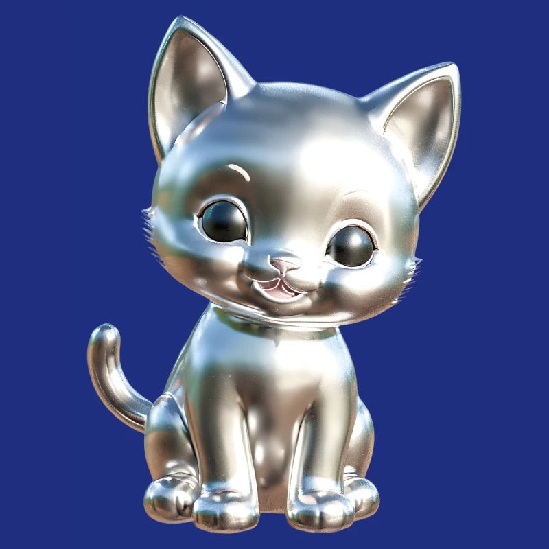 Chrome Cat Cute Silver Cute