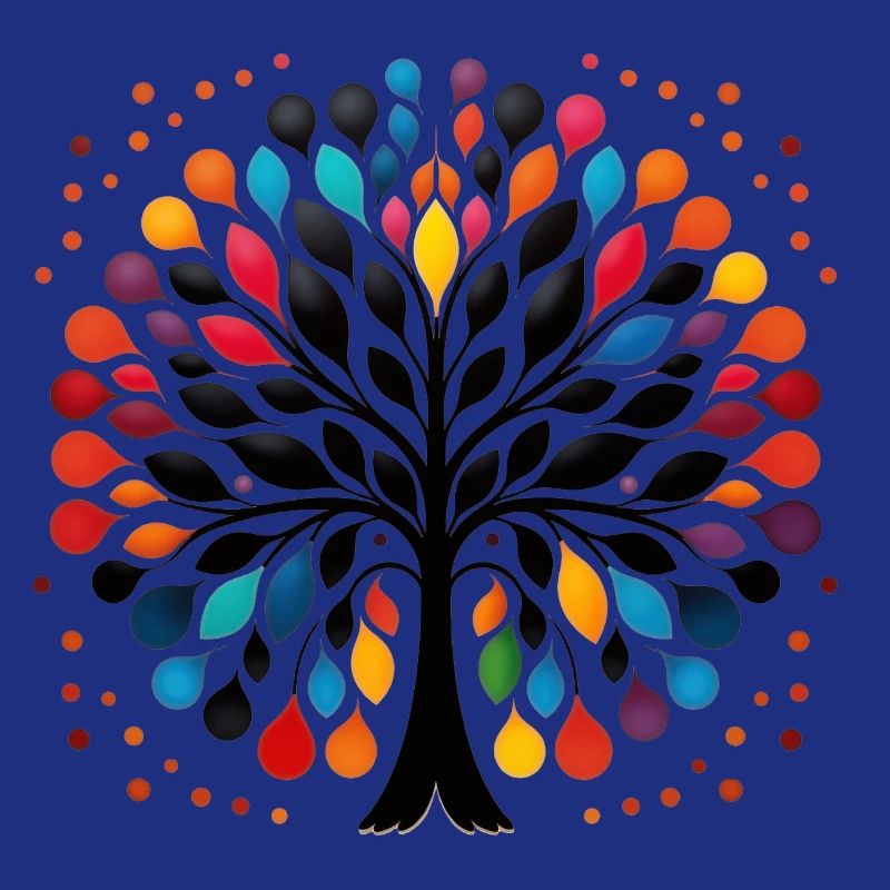 Lebendige Lebensbaum-Dot Art farbenfrohe Design