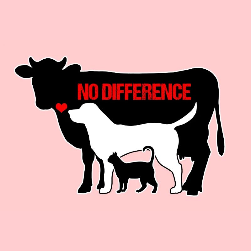 Tiere Kuh Hund Katze NO DIFFERENCE Vegan Geschenk