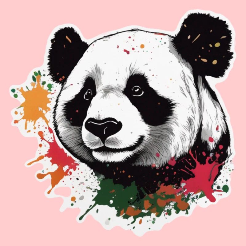 Panda géant avec éclaboussures de peinture
